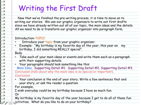 draft writing  personal narrative