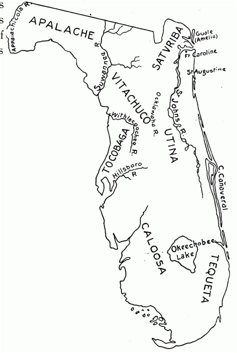 native american tribes  florida map printable maps