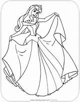 Coloring Aurora Sleeping Beauty Pages Printable Princess Disney Color Pdf Briar Rose Disneyclips Showing Dress Off Her sketch template