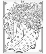 Coloring Boots Crayola Flowers Spring Pages Printable Sheets Summer April May Adult Colouring Color Flower Garden Sheet Print Book Mandala sketch template