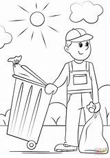 Garbage Collector Coloring Trash Pages Printable Community Helpers Professions Template Supercoloring Templates People sketch template