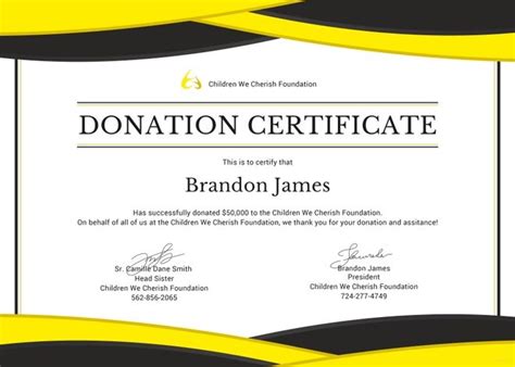 donation certificate template  professional templates