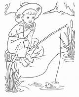 Coloring Pages Fishing Boy Boys Kids Sheets Printable Fish Girl Colouring Color Bluebonkers Vintage Young Preschool Activities Girls Stamps Books sketch template