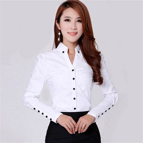 2016 Spring New Womens Formal Shirts Long Sleeve Cotton Shirt Suit