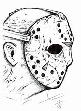 Jason Drawing Voorhees Coloring 13 Feira Sexta Halloween Drawings Pages Friday Horror 13th Sketch Scary sketch template