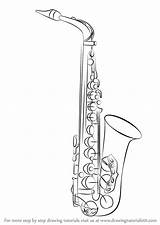 Drawing Draw Saxophone Step Tenor Drawings Instruments Musical Easy Sketch Tutorial Tutorials Learn Tattoo Adults Kids Visit Paintingvalley Drawingtutorials101 sketch template