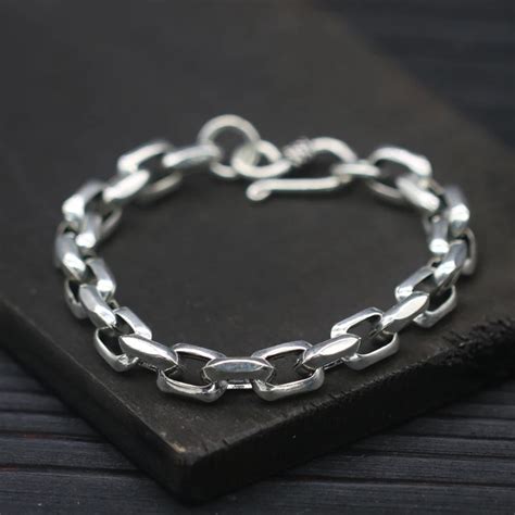 8mm Solid Pure Sterling Silver 925 Mens Chain Bracelet Simple Cool