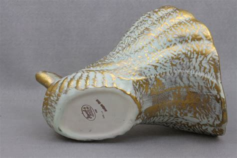 Stangl Pottery Cornucopia Shell Vase Gold Turquoise 5066