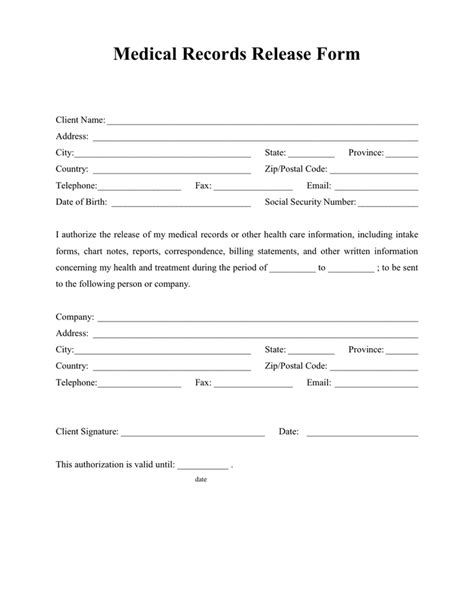 medical records release form  word   formats