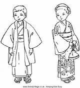 Kimono Japon Japonais Coloriage Japonaise Nurie Chine Coloriages Fête Activityvillage sketch template
