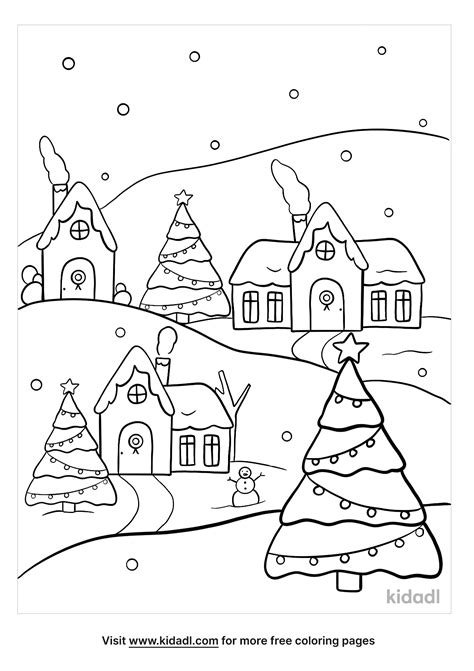 christmas village coloring page coloring page printables kidadl