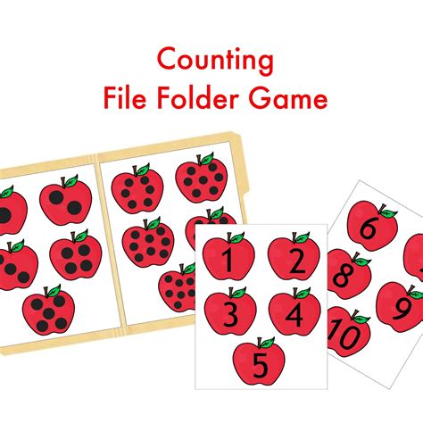 counting  matching file folder games apple printable   file