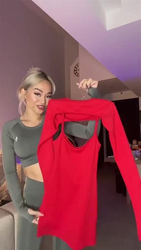 Pretty Blonde Asian Showing Off In Sexy Tight Outfits Video