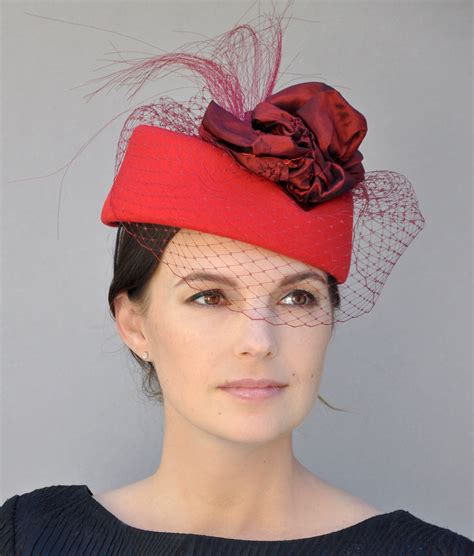 Ladies Formal Red Hat Kentucky Derby Hat Formal Hat Red Fascinator