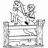 Fence Horse Over Jumping Coloring Boy Drawing Freeprintablecoloringpages Kids Horses Young sketch template