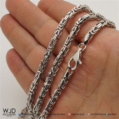 italy sterling silver high polish mm boxed byzantine chain