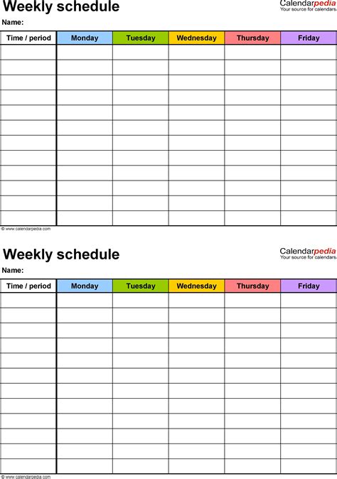 week calendar printable