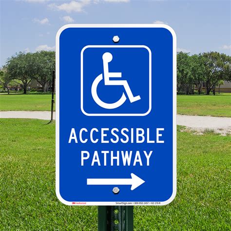 accessible pathway sign wheelchair  arrow symbol sku