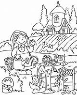Garden Coloring Pages Kids Printable Flower Print sketch template