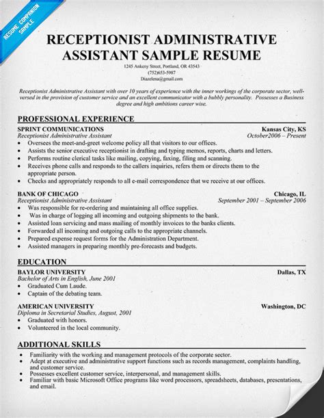 bushmanhavu receptionist resume template