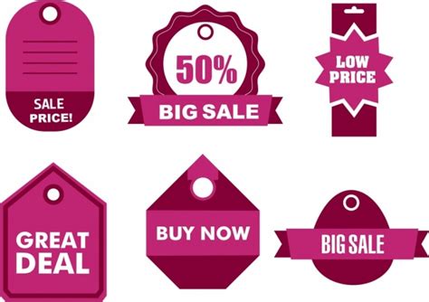 sales tags collection  pink shapes design  vector  adobe