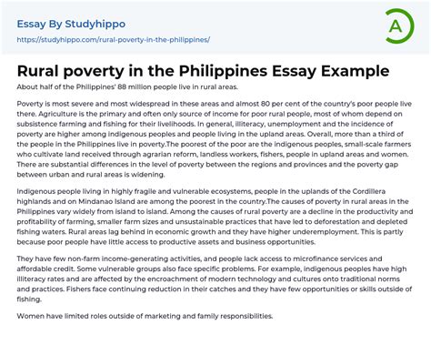 rural poverty   philippines essay  studyhippocom