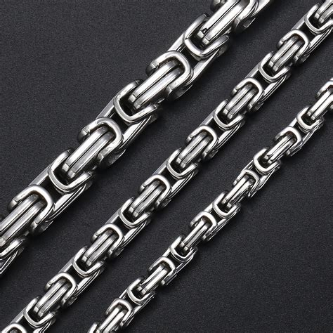 stainless steel byzantine chain necklace for men silver tone jewelry