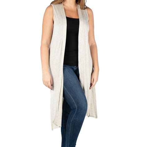 24seven Comfort Apparel Long Sleeveless Plus Size Cardigan Vest Coats