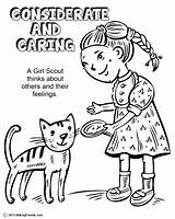 Coloring Daisy Girl Caring Considerate Scout Pages Petal Law Cat Feeding Scouts Petals Green Makingfriends Her Clipart Activities Friendly Helpful sketch template