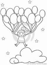 Coloring Balloons Girl Book Kids Useful sketch template