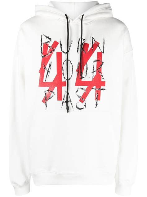 label group logo embroidered cotton hoodie farfetch