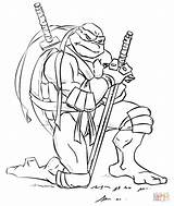 Coloring Ninja Leonardo Turtle Turtles Printable Popular sketch template