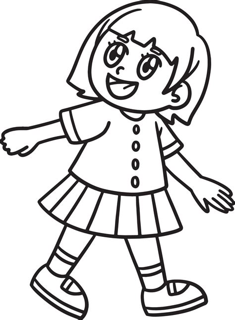 girl waving coloring page