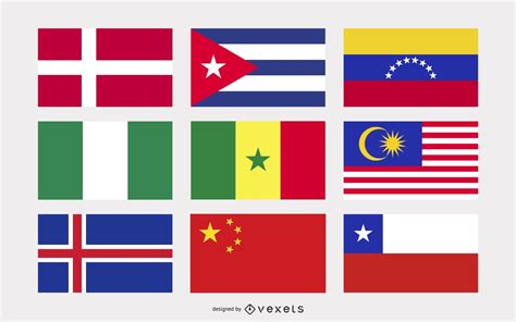 national flags illustration set vector