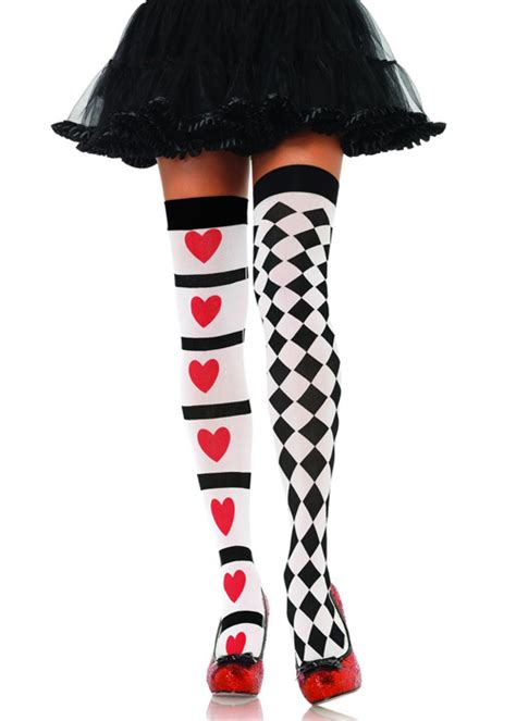 The Queen Of Hearts Harlequin Heart Stockings [6315] Struts Party
