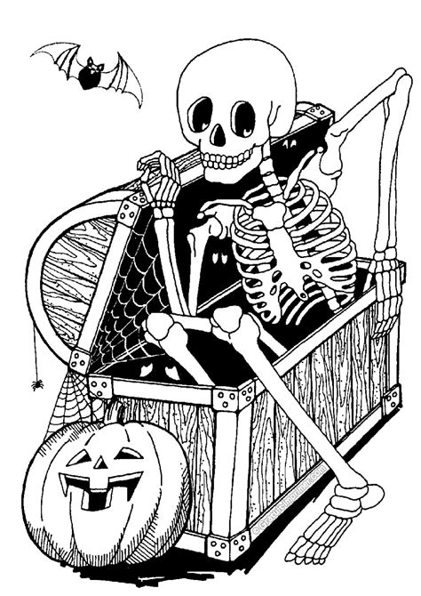 skeleton   trunk halloween kids coloring pages