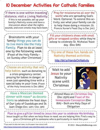 activities  catholic families  december printable