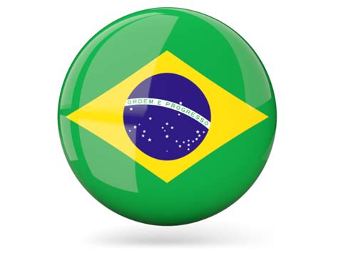 glossy round icon illustration of flag of brazil