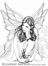 Coloring Pages Fairy Adult Drawings Book Colouring Deviantart Adults Line Evil Printable Books Crouching Fantasy Print Fairies Drawing Kleurplaten Color sketch template