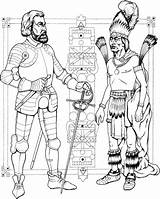 Colorear Conquistador Aborigen Caballero Peru Edad Azteca sketch template