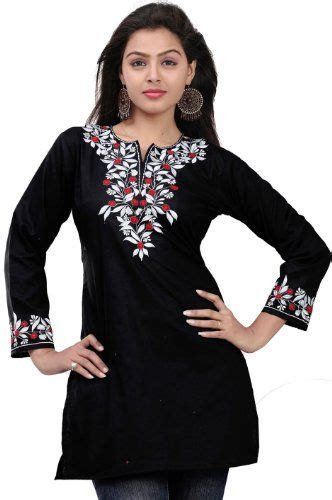 womens designer cotton black blouse tunic top kurti indian clothes httpwwwdesitogacom