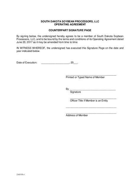 operating agreement signature page fill  printable fillable blank pdffiller