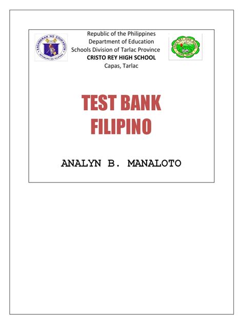 Test Bank Filipino Analyn B Manaloto Pdf