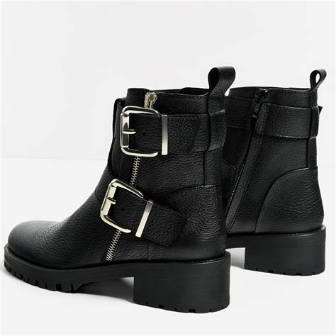 image   leather ankle boots  buckles  zara schoenen schoenen dames laarsjes