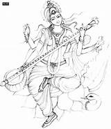 Saraswati Devi sketch template