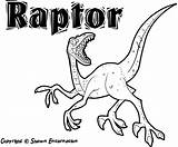 Raptor Coloring Pages Color Print Dinosaur sketch template