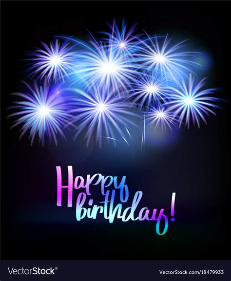 Happy Birthday Fireworks Greeting Card Royalty Free Vector