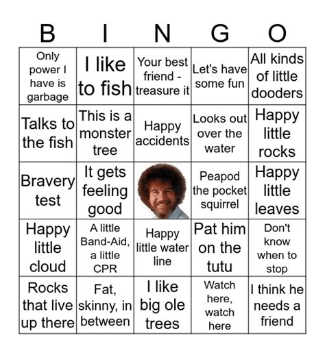 bob ross bingo card