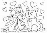 Valentijn Katten Katzen Colorare Coloriage Pages Valentinstag Gatti Valentino Disegno Ausmalbilder Chats Bild sketch template