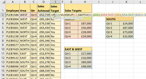 excels switch function including switch  vlookup